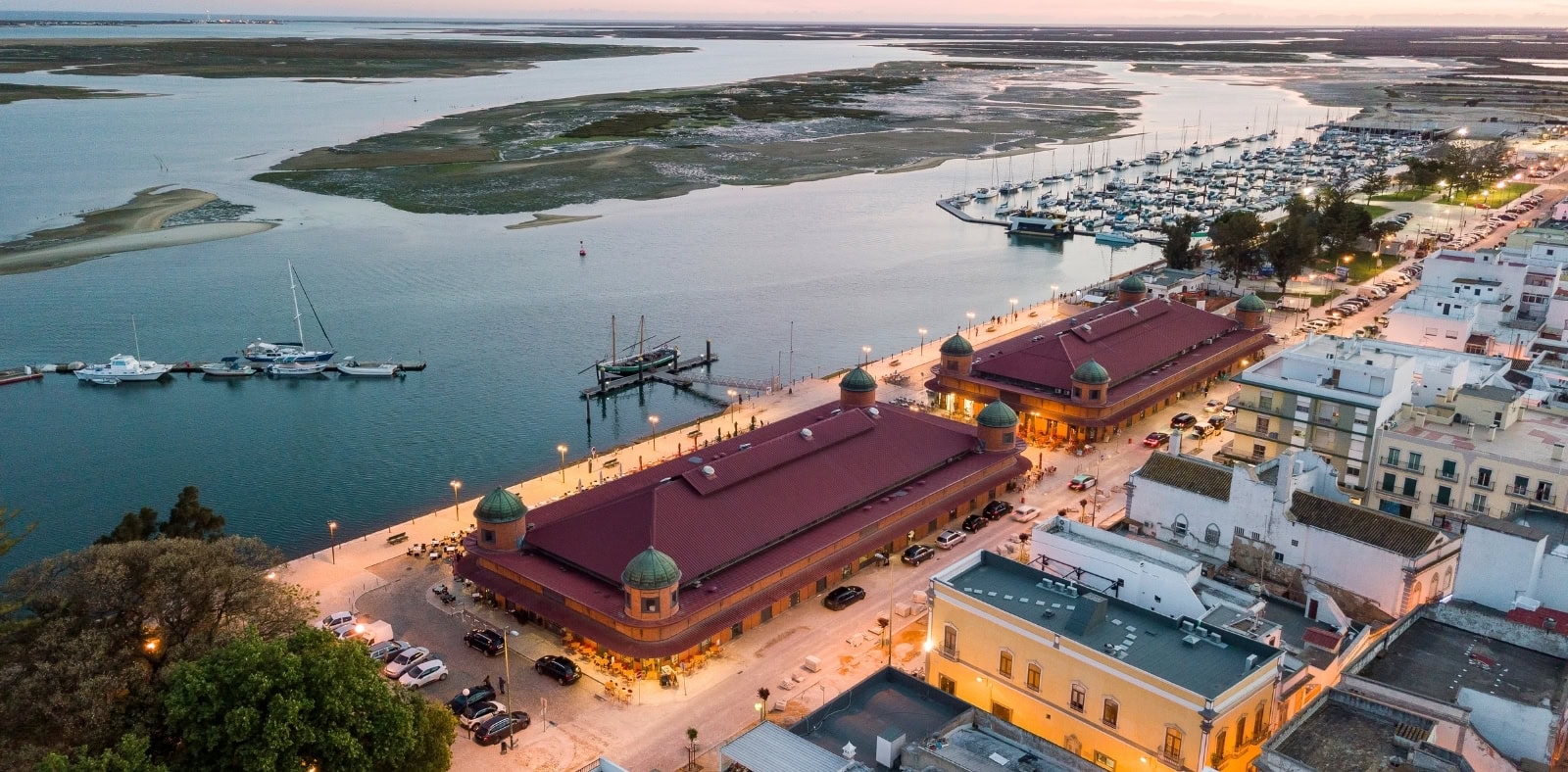 sky view of Olhao market